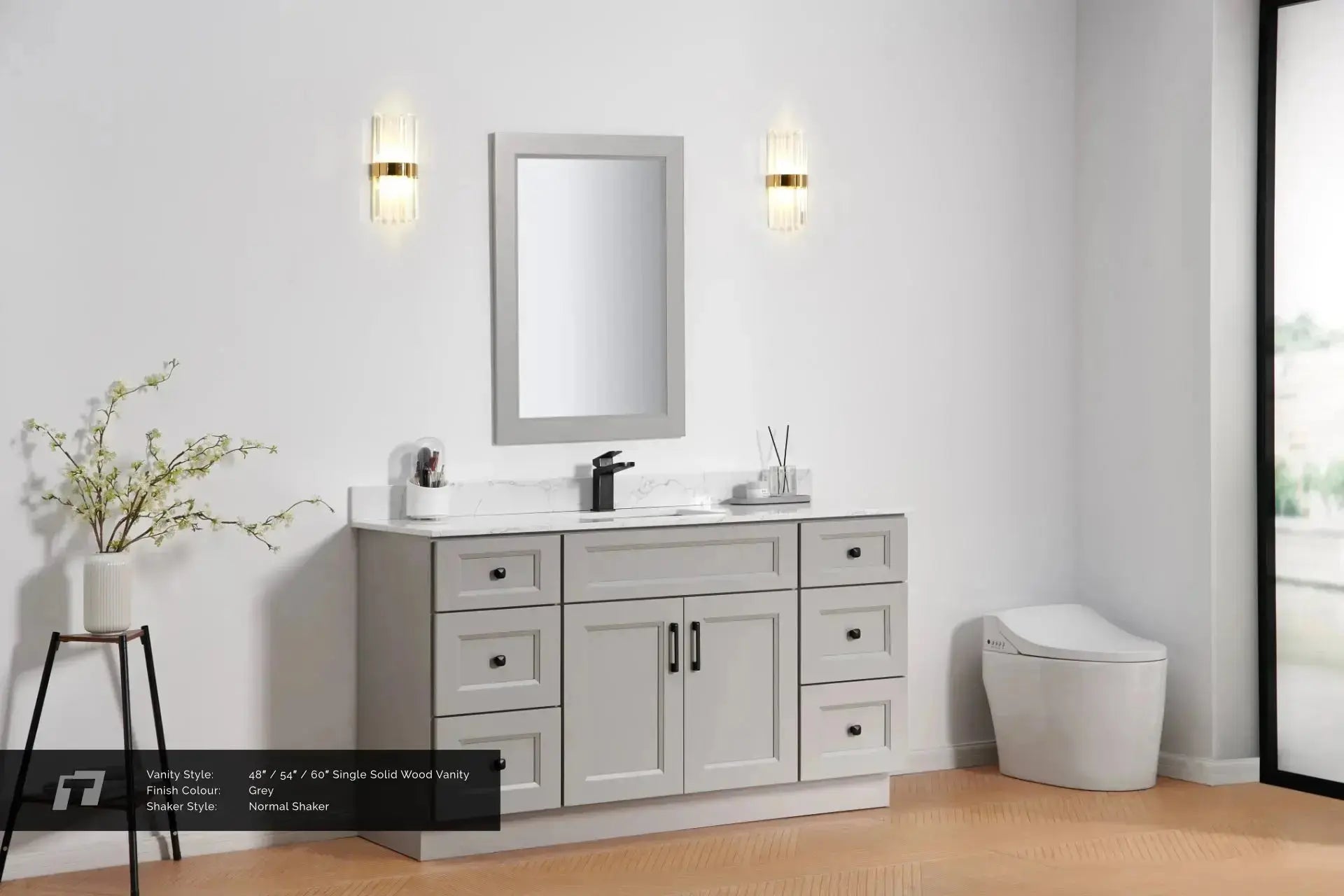 Cleo Hampton 48" Bevel Shaker Single Sink Bathroom Vanity With Countertop - Plumbing Market