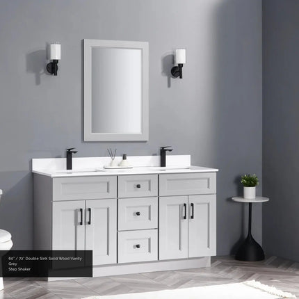 Cleo Hampton 72" Bevel Shaker Double Sink Solid Wood Bathroom Vanity With Countertop - Plumbing Market