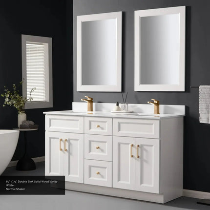 Cleo Hampton 72" Bevel Shaker Double Sink Solid Wood Bathroom Vanity With Countertop - Plumbing Market