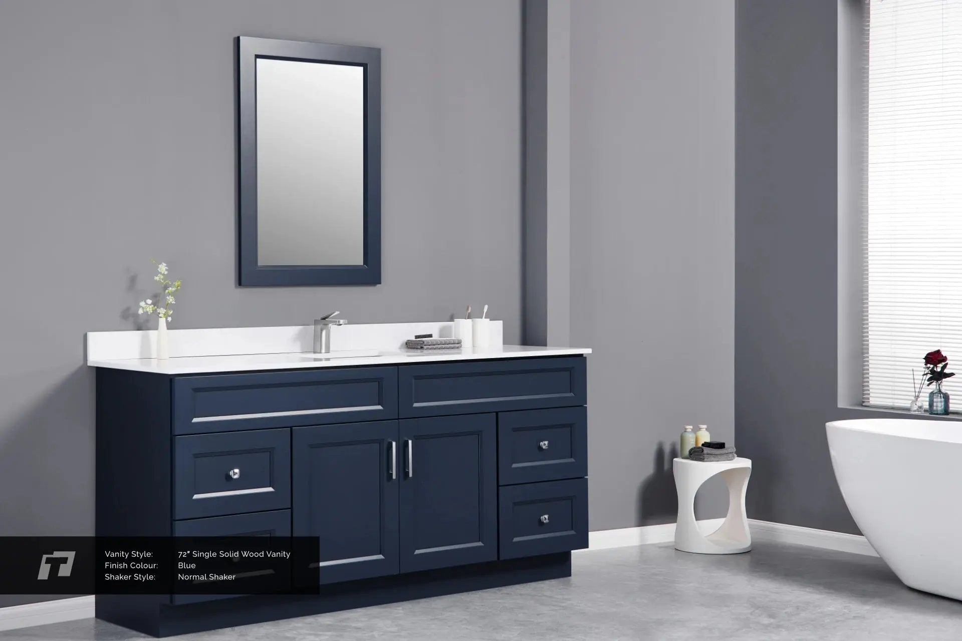 Cleo Hampton 72" Bevel Shaker Single Sink Bathroom Vanity With Countertop - Plumbing Market