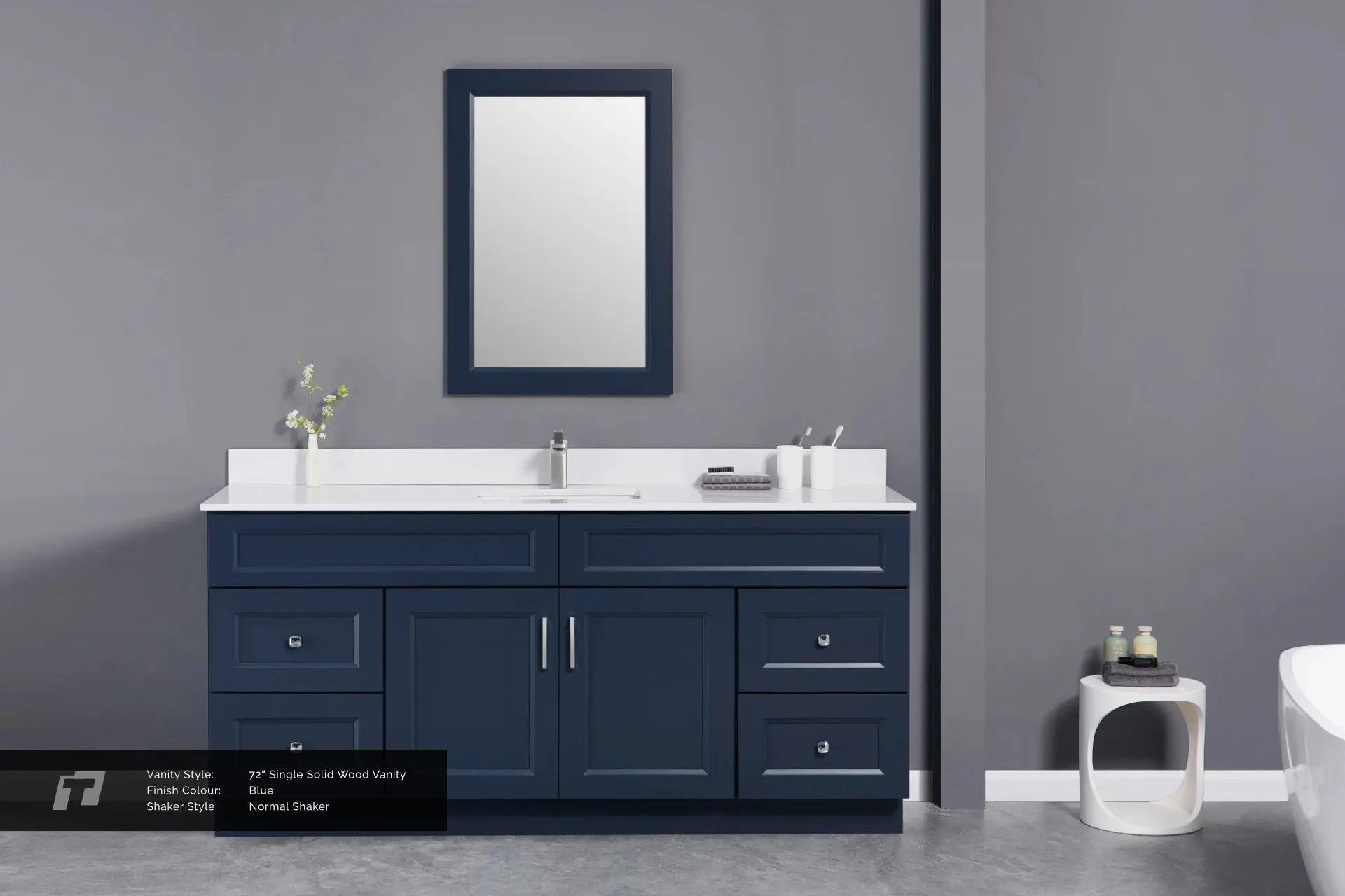 Cleo Hampton 72" Bevel Shaker Single Sink Bathroom Vanity With Countertop - Plumbing Market