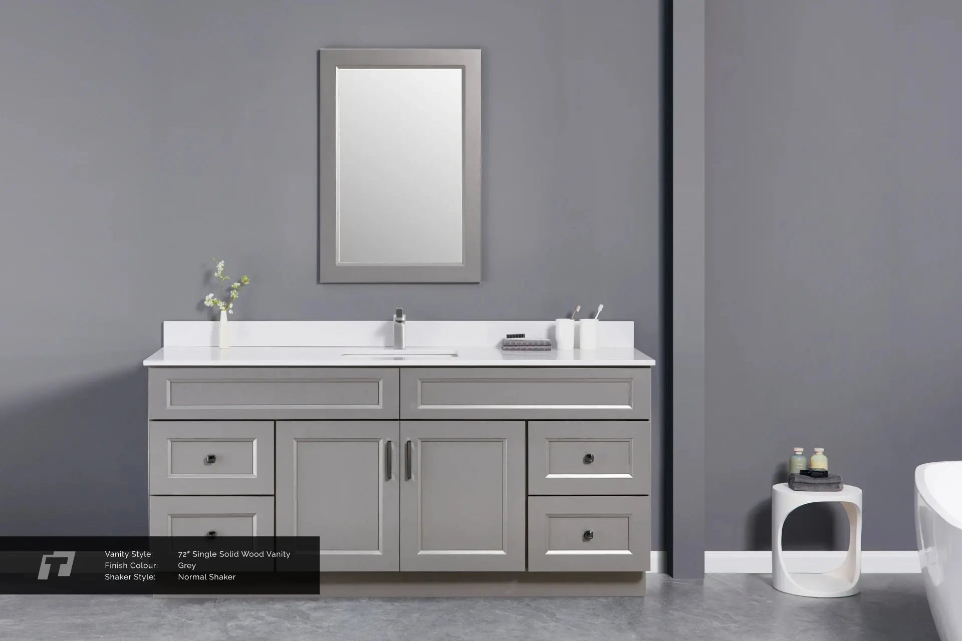 Cleo Hampton 72" Bevel Shaker Single Sink Bathroom Vanity With Countertop - Plumbing Market