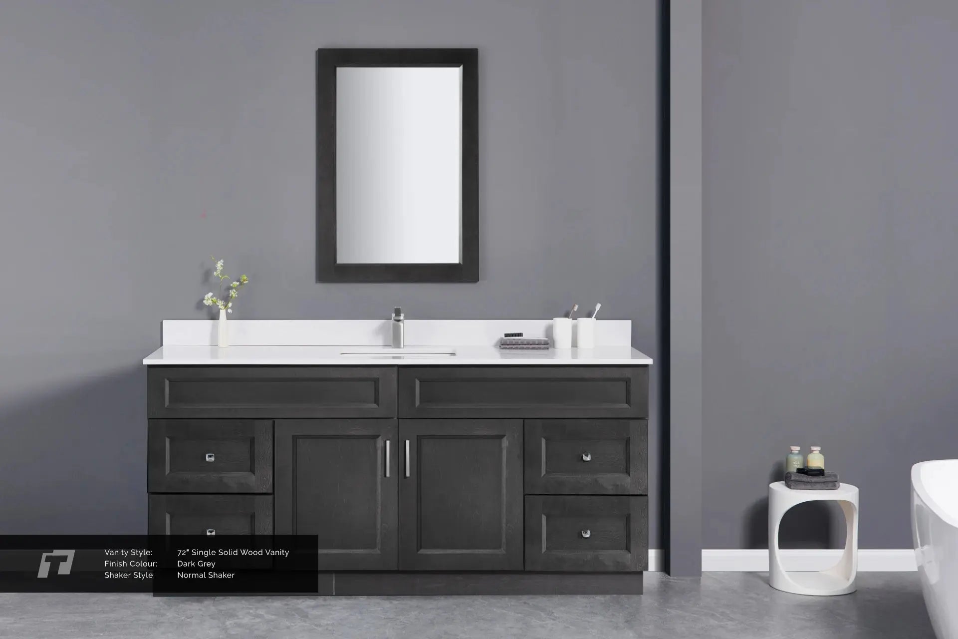Cleo Hampton 72" Bevel Shaker Single Sink Bathroom Vanity With Countertop - Plumbing Market