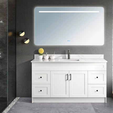 Cleo Hampton Bathroom Vanity Quartz Counter Top 60 Inch Single Sink - Plumbing Market