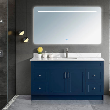 Cleo Hampton Bathroom Vanity Quartz Counter Top 60 Inch Single Sink - Plumbing Market