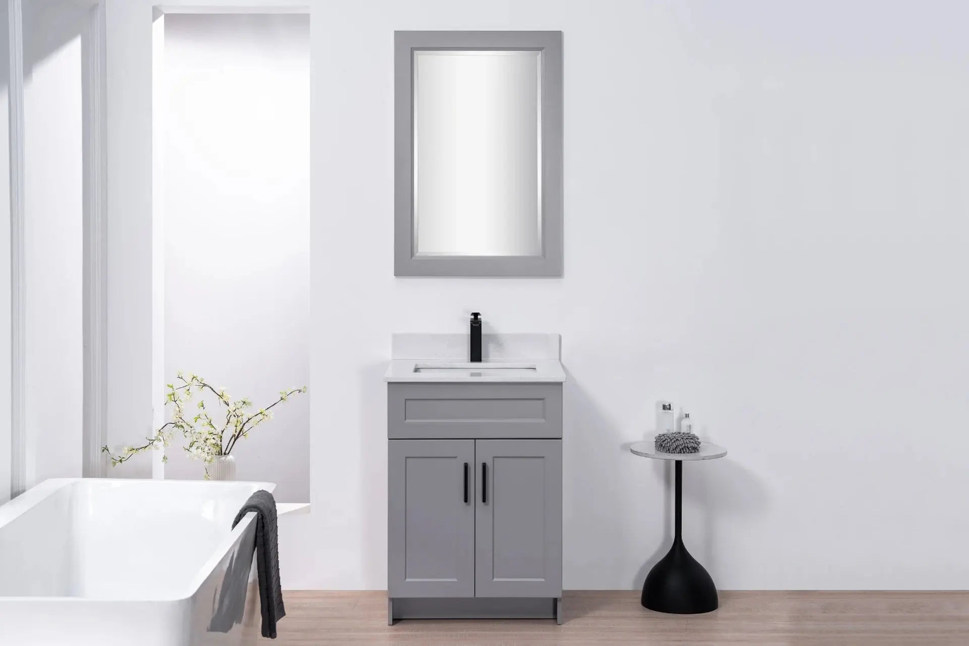 Cleo Hampton Bathroom Vanity With Quartz Counter Top 24 Inch - Plumbing Market