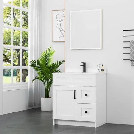 Cleo Hampton Bathroom Vanity With Quartz Counter Top 30 Inch Left Doors - Plumbing Market