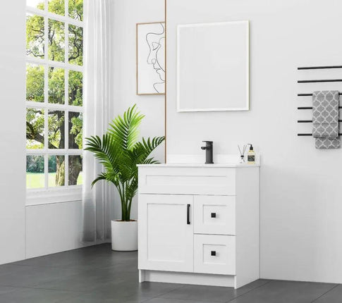 Cleo Hampton Bathroom Vanity With Quartz Counter Top 30 Inch Left Doors - Plumbing Market