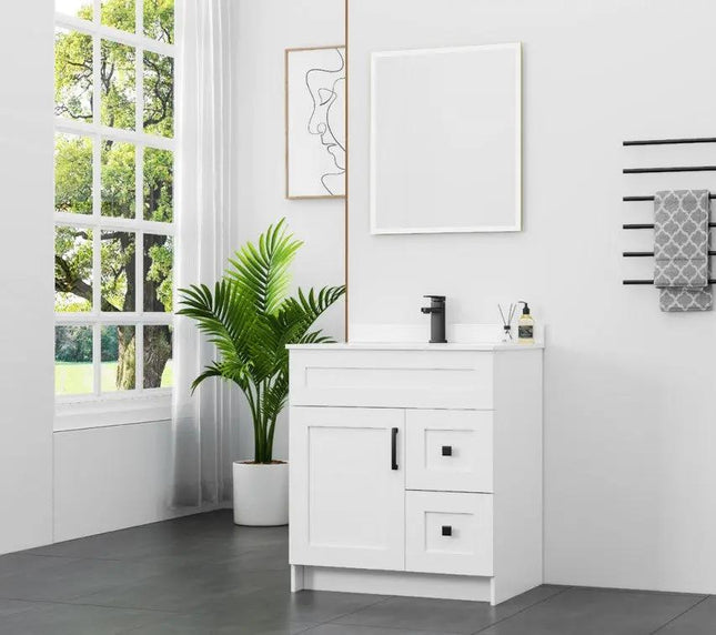 Cleo Hampton Bathroom Vanity With Quartz Counter Top 30 Inch Left Doors - Plumbing Market