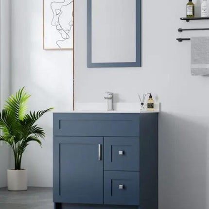Cleo Hampton Bathroom Vanity With Quartz Counter Top 30 Inch Left Doors - Plumbing Market