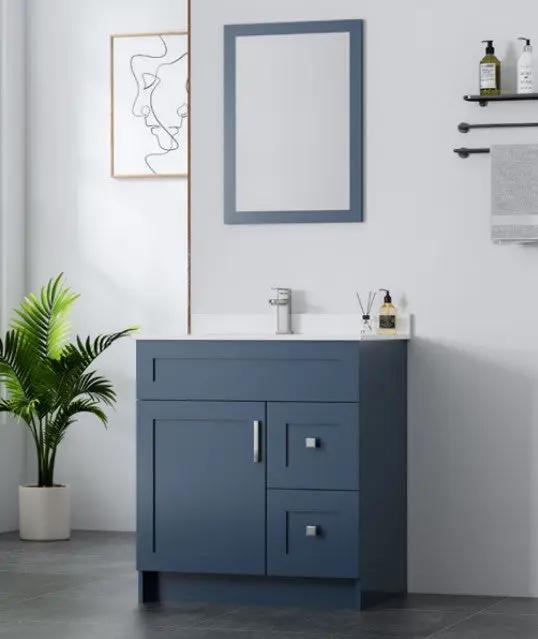 Cleo Hampton Bathroom Vanity With Quartz Counter Top 30 Inch Left Doors - Plumbing Market