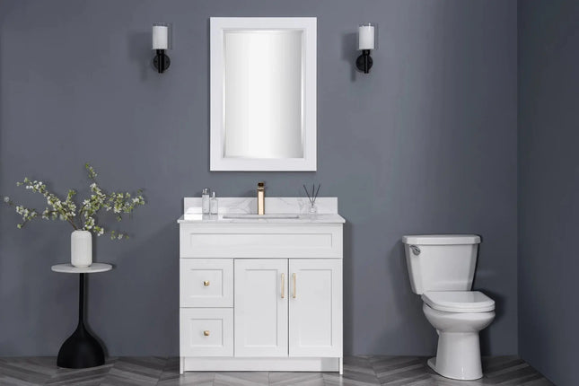 Cleo Hampton Bathroom Vanity With Quartz Counter Top 36 Inch Right Doors - Plumbing Market