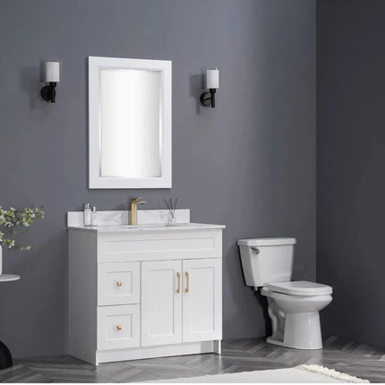 Cleo Hampton Bathroom Vanity With Quartz Counter Top 36 Inch Right Doors - Plumbing Market