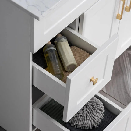 Cleo Hampton Bathroom Vanity With Quartz Counter Top 36 Inch Right Doors - Plumbing Market