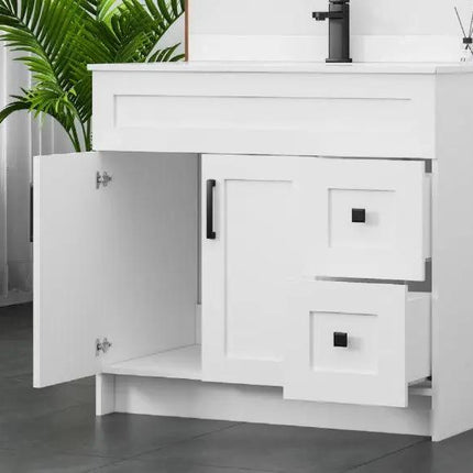 Cleo Hampton Bathroom Vanity With Quartz Counter Top 36 Inch Right Doors - Plumbing Market
