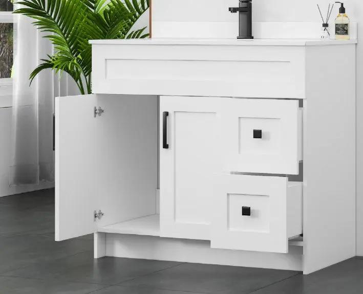 Cleo Hampton Bathroom Vanity With Quartz Counter Top 36 Inch Right Doors - Plumbing Market