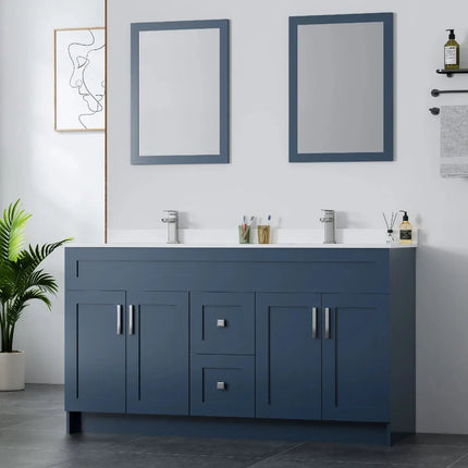 Cleo Hampton Bathroom Vanity With Quartz Counter Top 60 Inch Double Sink - Plumbing Market