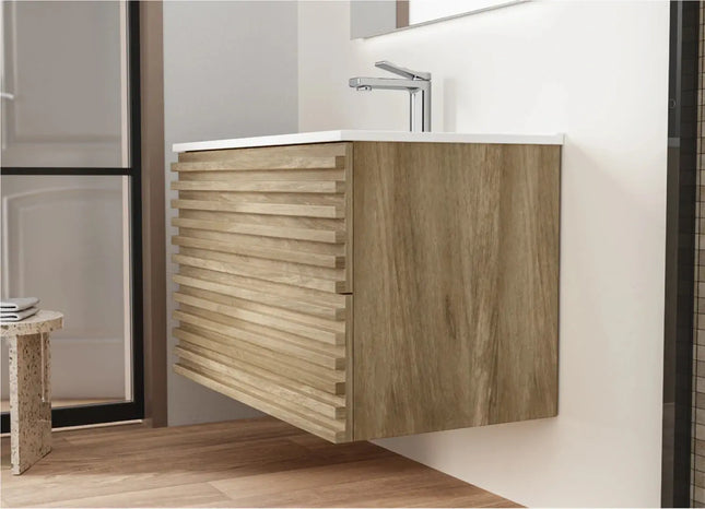 Cleo Linear Fluted Wall Mounted Vanity with Top - Plumbing Market