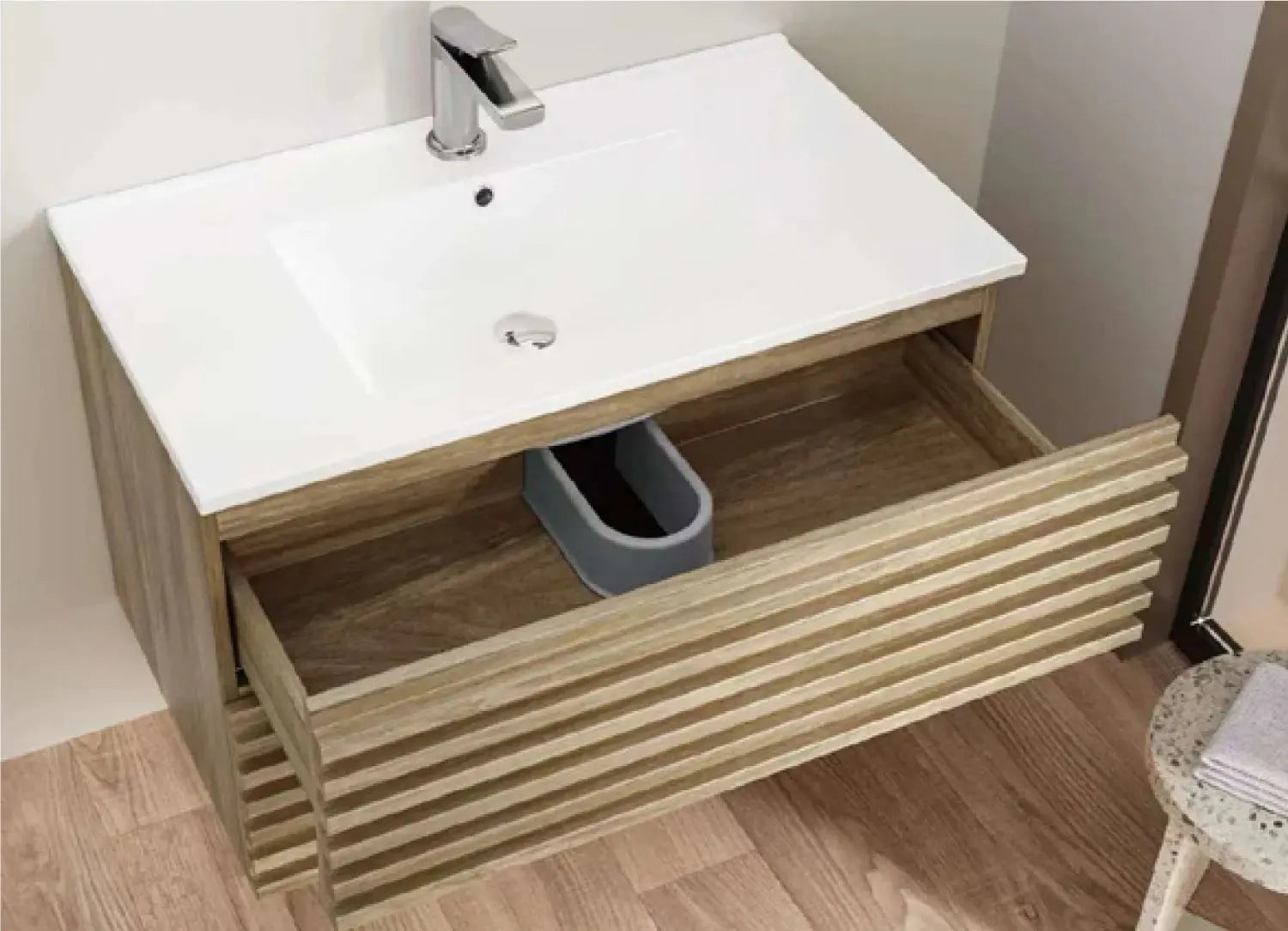 Cleo Linear Fluted Wall Mounted Vanity with Top - Plumbing Market