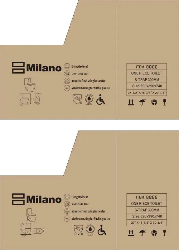 Cleo Milano One Piece Dual Flush Elongated Toilet 1.28 - 1.6 GPF - Plumbing Market