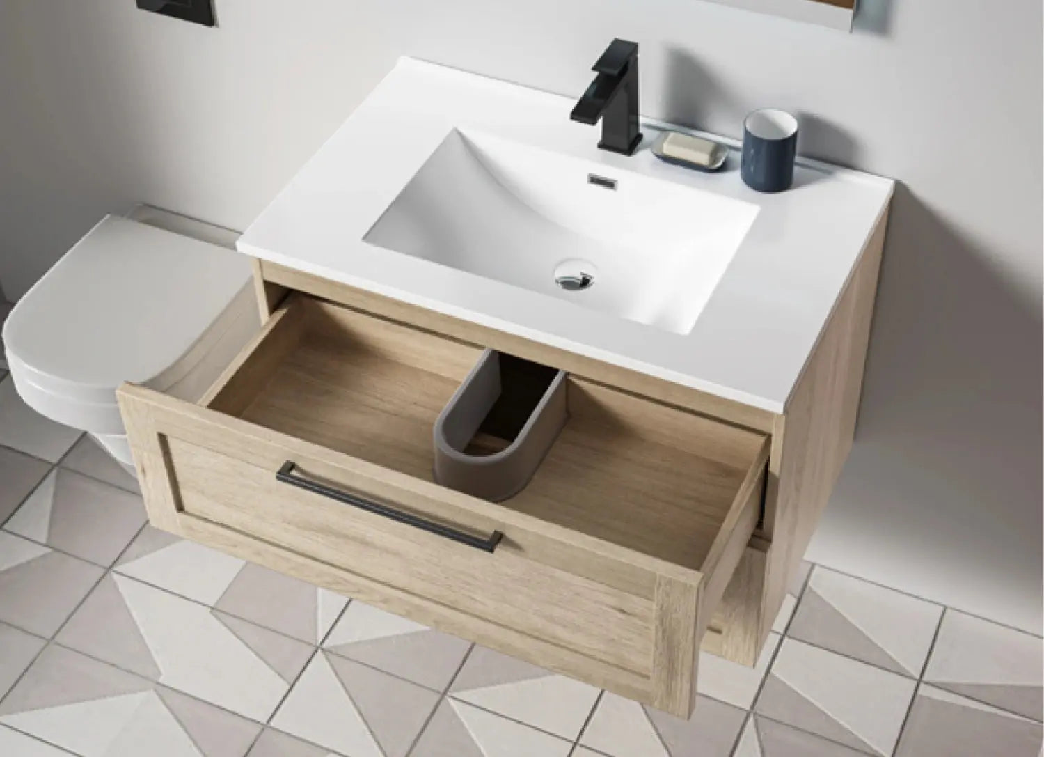 Cleo Moderno Wall Mounted Bathroom Vanity with Top - Plumbing Market
