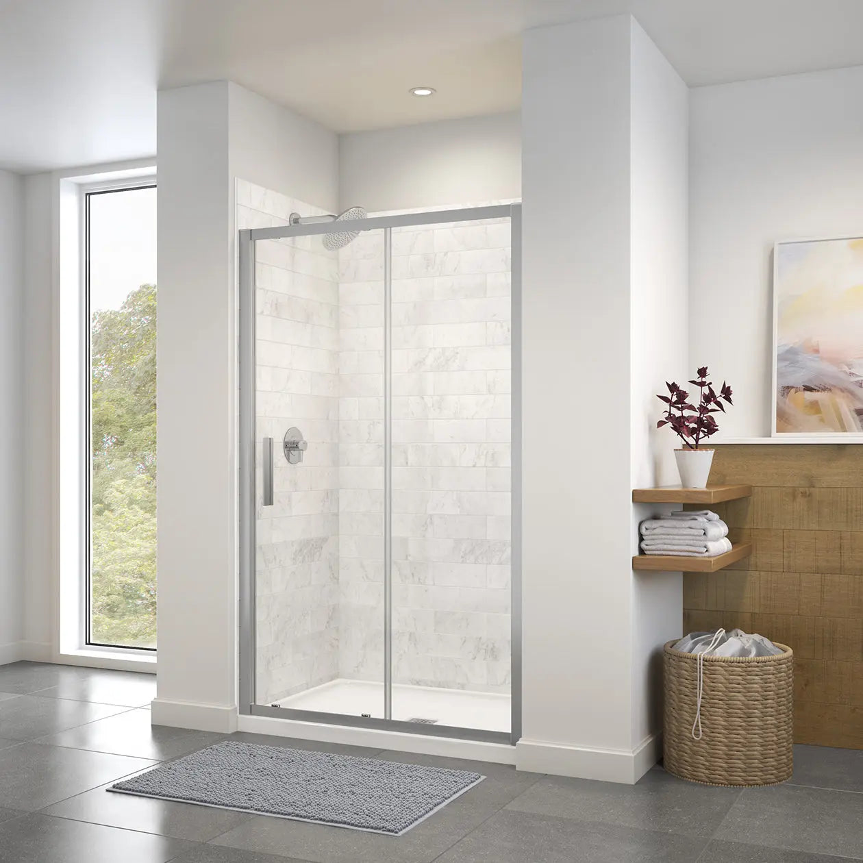 Connect 43 ½-45 x 72 in. 6mm Sliding Shower Door for Alcove Installation with Clear glass in Chrome - Plumbing Market