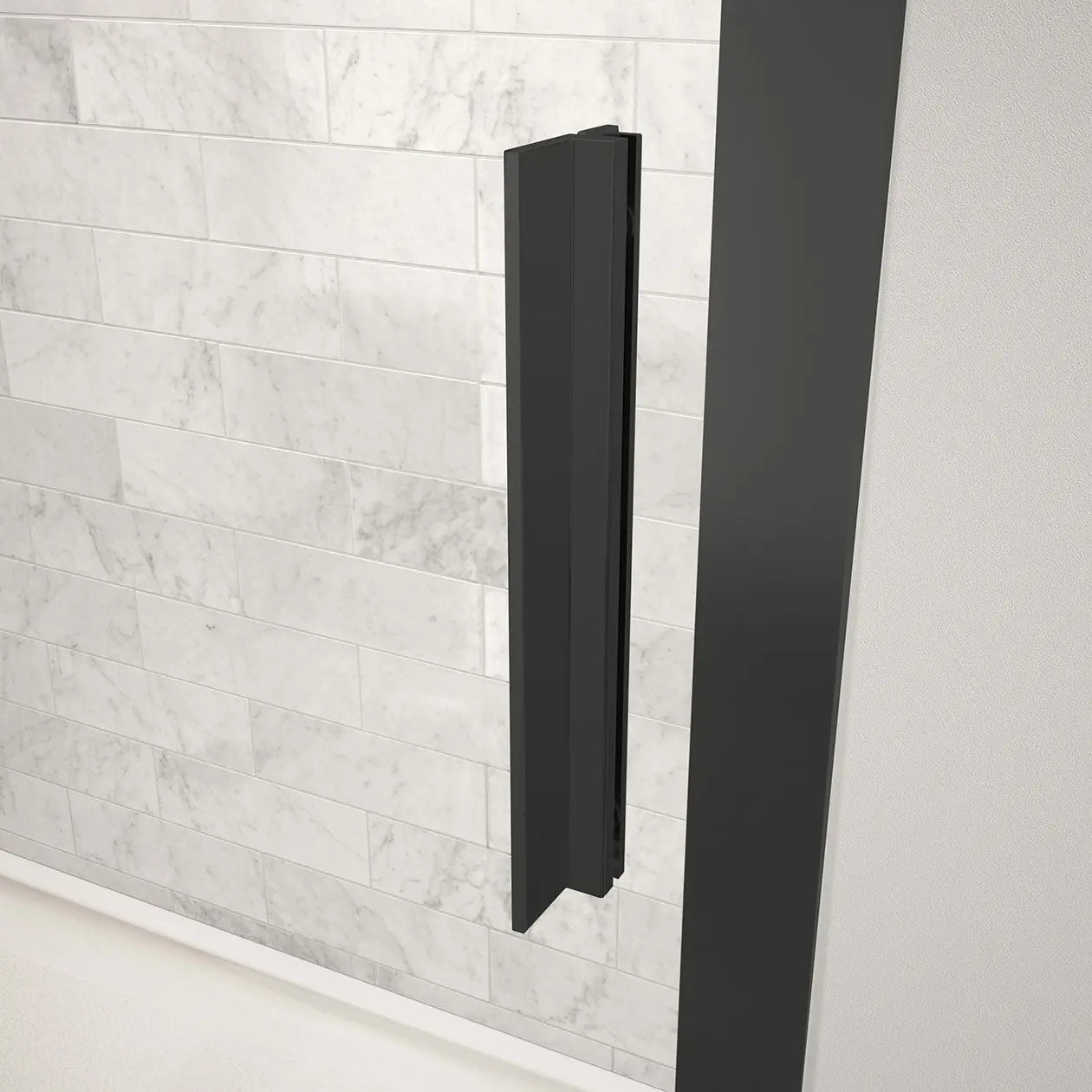 Connect 45-46 1/2 x 72 in. 6mm Sliding Shower Door for Alcove Installation with Clear glass in Matte Black - Plumbing Market