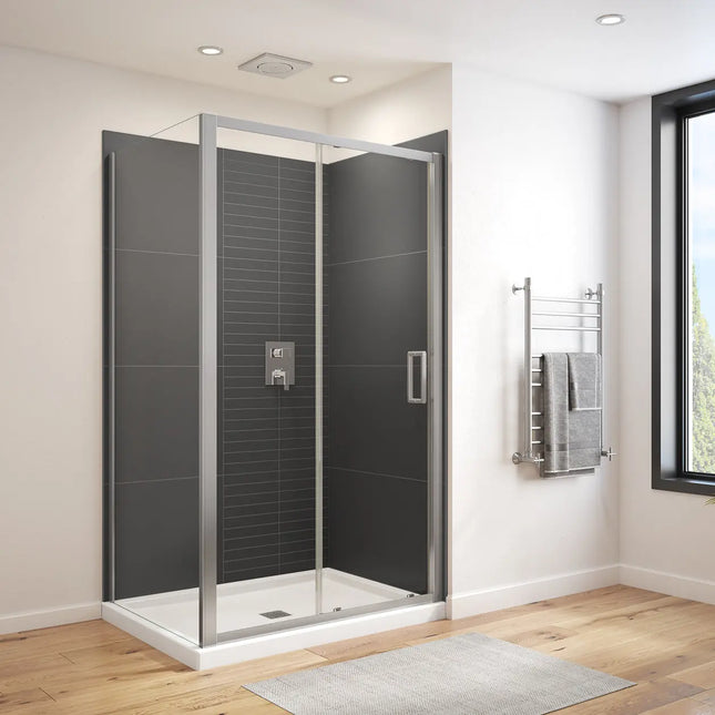 Connect Pro 43 ½-45 x 76 in. 6mm Sliding Shower Door for Alcove Installation with Clear glass in Chrome - Plumbing Market
