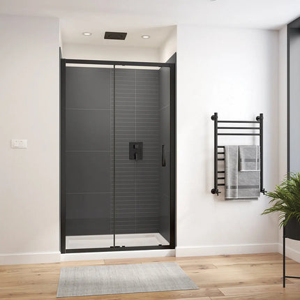 Connect Pro 43 ½-45 x 76 in. 6mm Sliding Shower Door for Alcove Installation with Clear glass in Matte Black - Plumbing Market