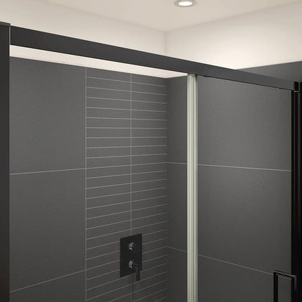 Connect Pro 57-58 ½ x 76 in. 6mm Sliding Shower Door for Alcove Installation with Clear glass in Matte Black - Plumbing Market