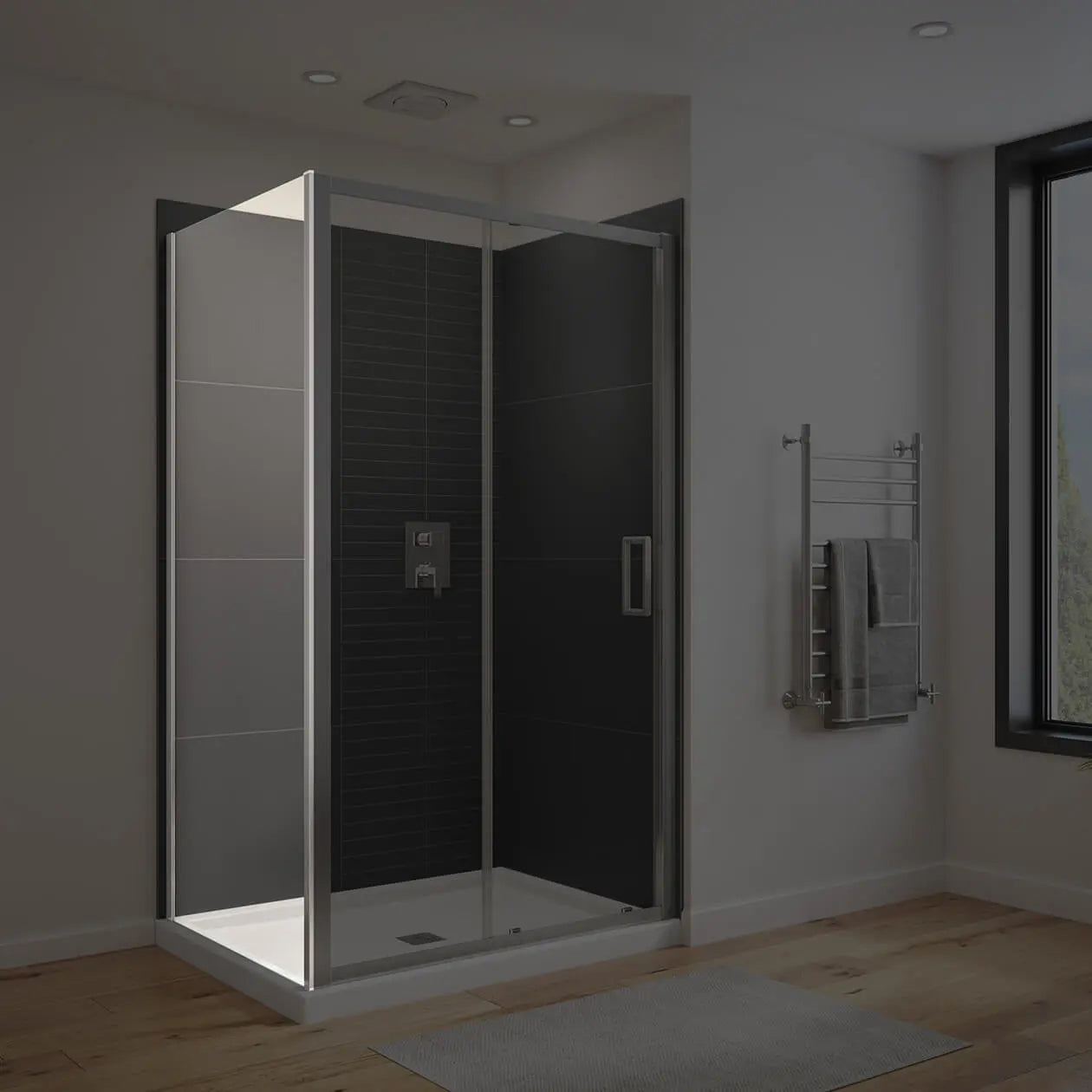 Connect Pro Return Panel for 32 in. Base with Clear glass in Chrome - Plumbing Market