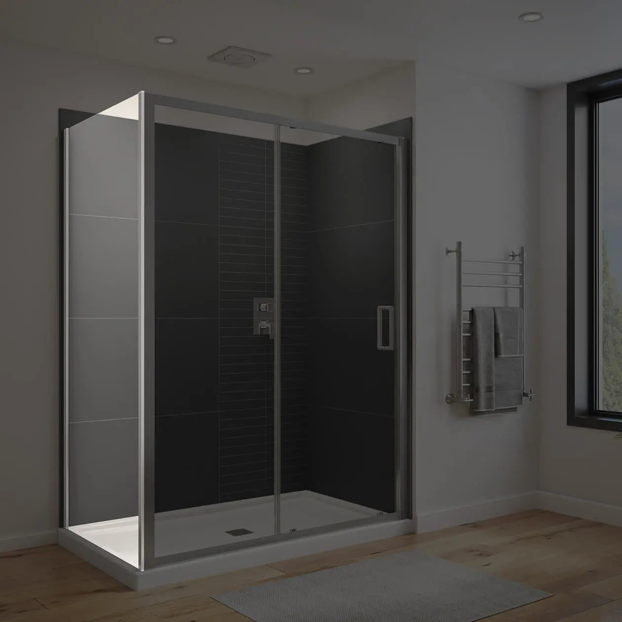 Connect Pro Return Panel for 36 in. Base with Clear glass in Chrome - Plumbing Market