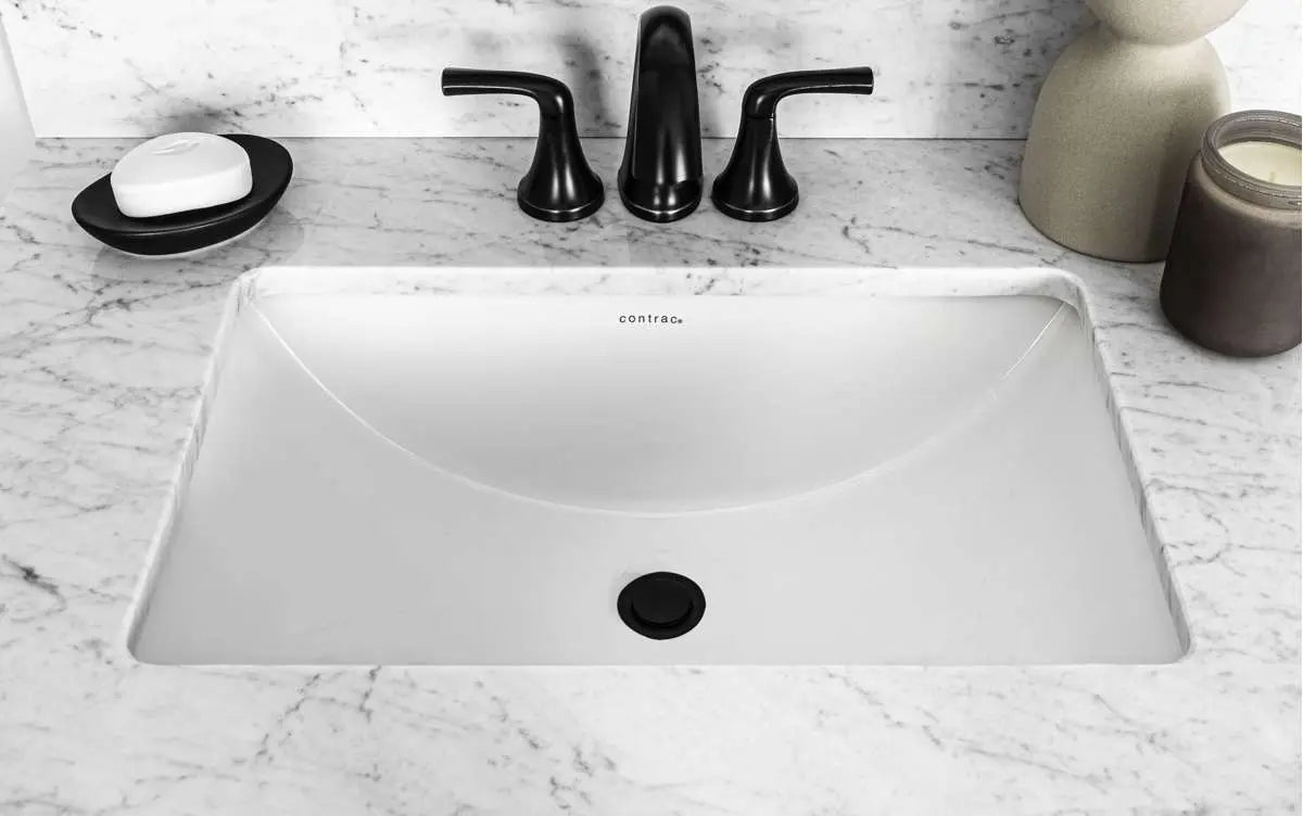 Contrac Emery 21-1/2" x 14" Undermount Rectangular Sink Front Overflow in White - Plumbing Market
