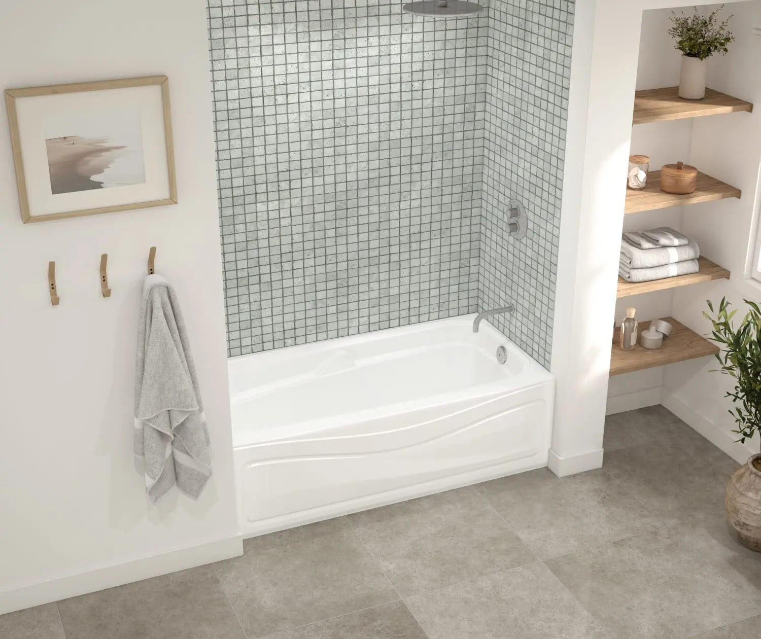 Corinthia II 60 x 30 Acrylic Alcove Left-Hand Drain Bathtub in White - Plumbing Market