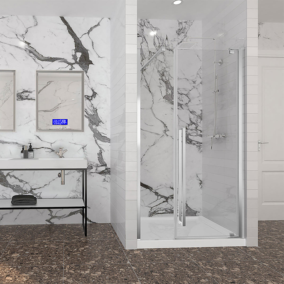 Zitta Amaly Shower door 48", in alcove rectangular offset door, in chrome DAA4800ASTA21