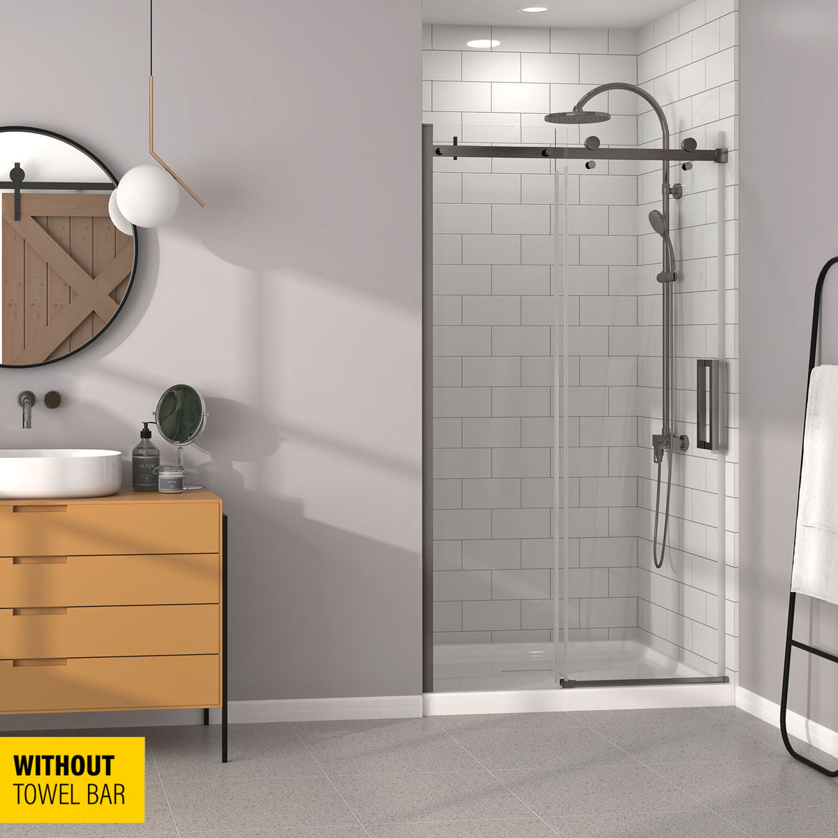 Zitta Bellini Shower door 48", in alcove, in gunmetal DB14800ASTC31