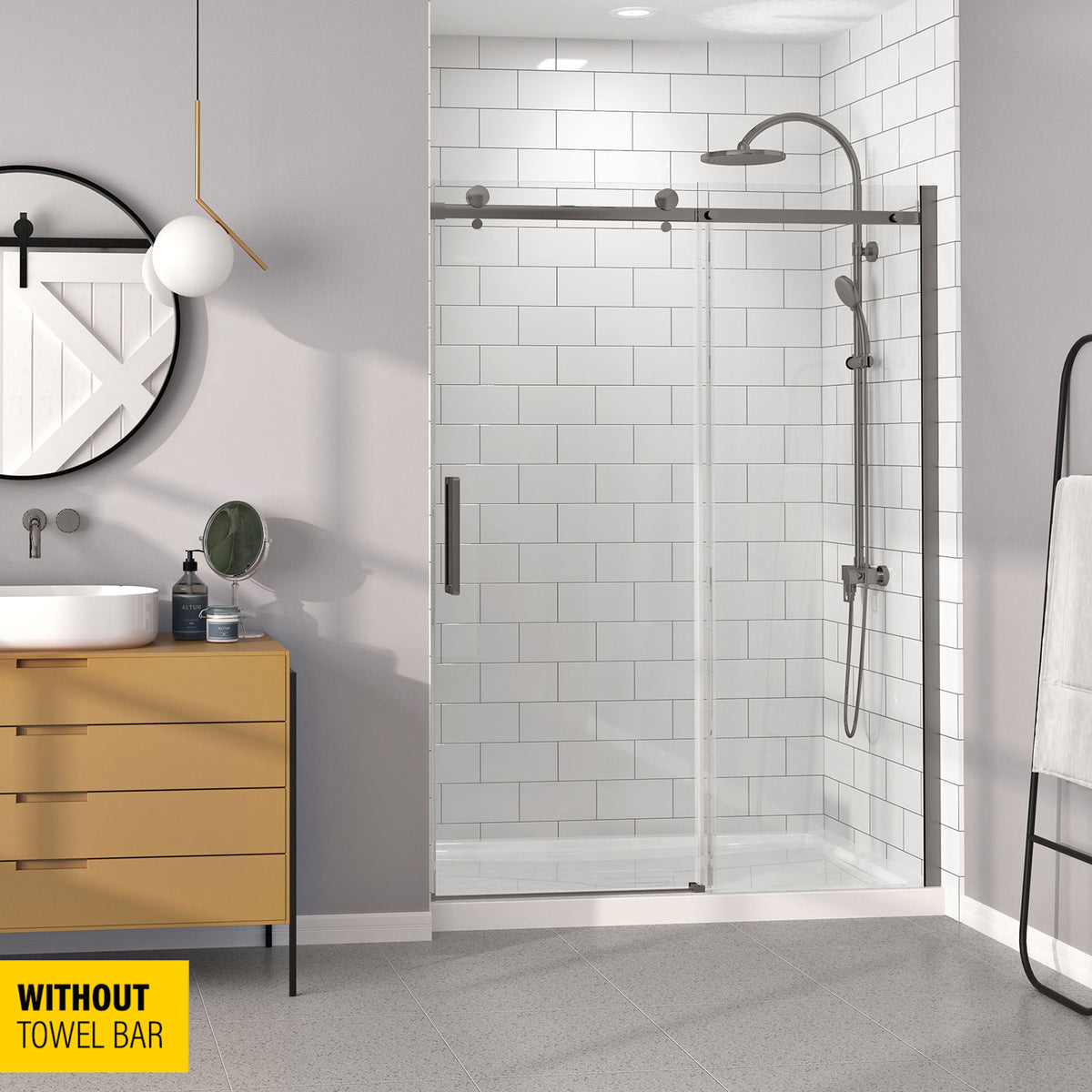 Zitta Bellini Shower door 60", in alcove, in gunmetal DB16000ASTC31
