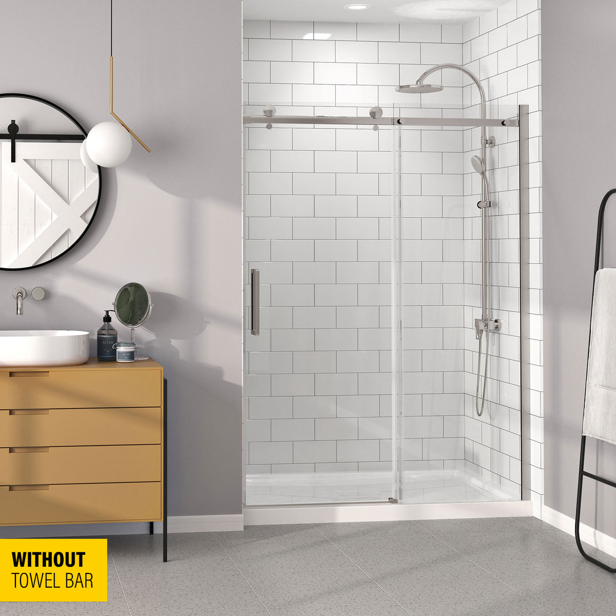 Zitta Bellini Shower door 60", in alcove, in brushed nickel DB16000ASTC41