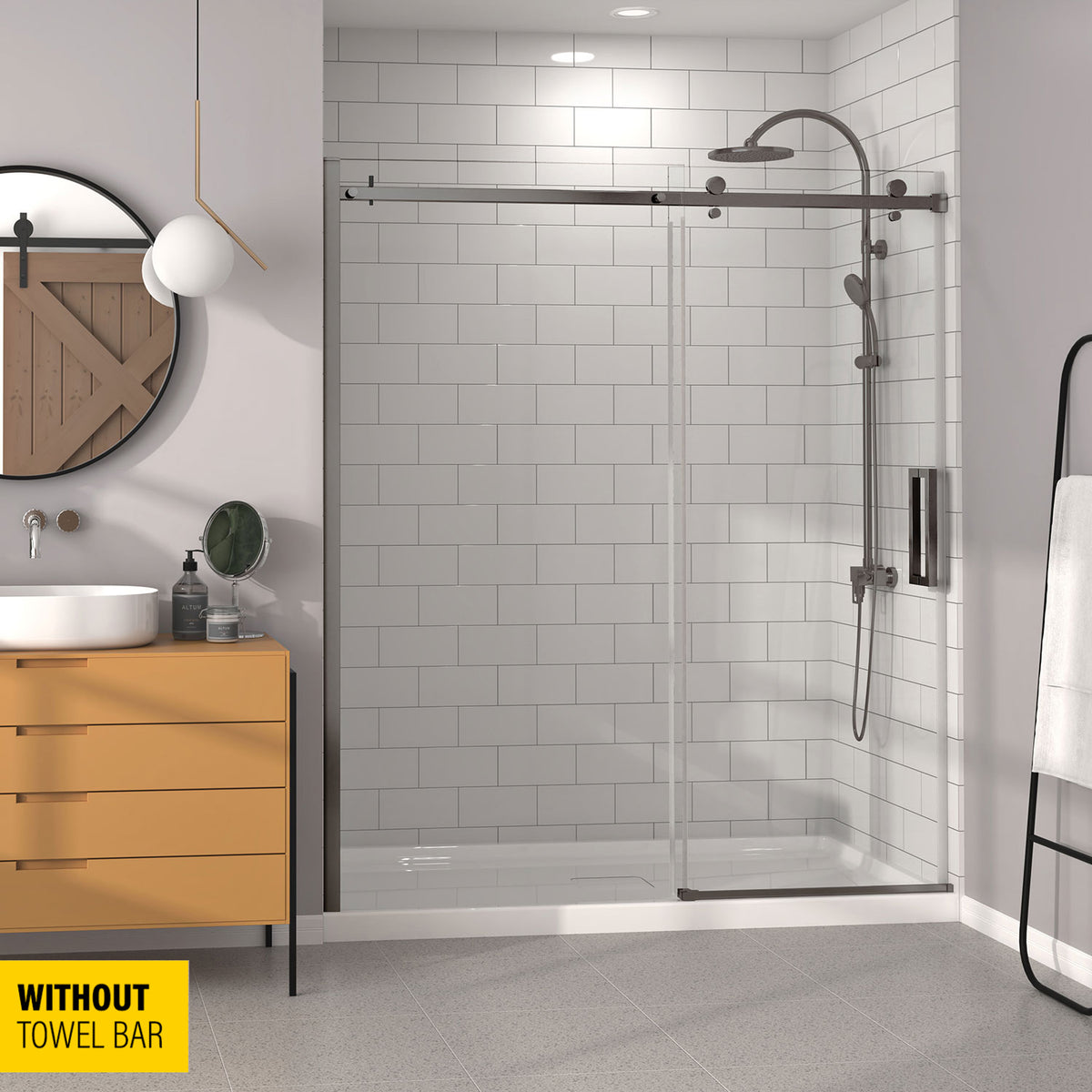 Zitta Bellini Shower door 72", in alcove, in gunmetal DB17200ASTC31