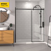Zitta Bellini Shower door 72", in alcove, in matte black DB17200ASTC71