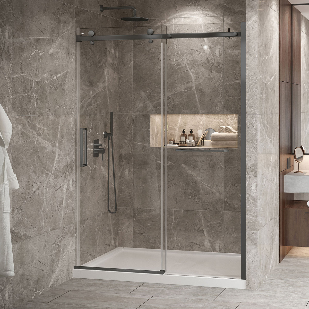 Zitta Bellini 2.0 Shower door 60", in alcove, in gunmetal DB26000ASTC31
