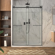 Zitta Bellini 2.0 shower door, 60'' Alcove, bypass-double sliding door, in matte black DB26000ASTD71