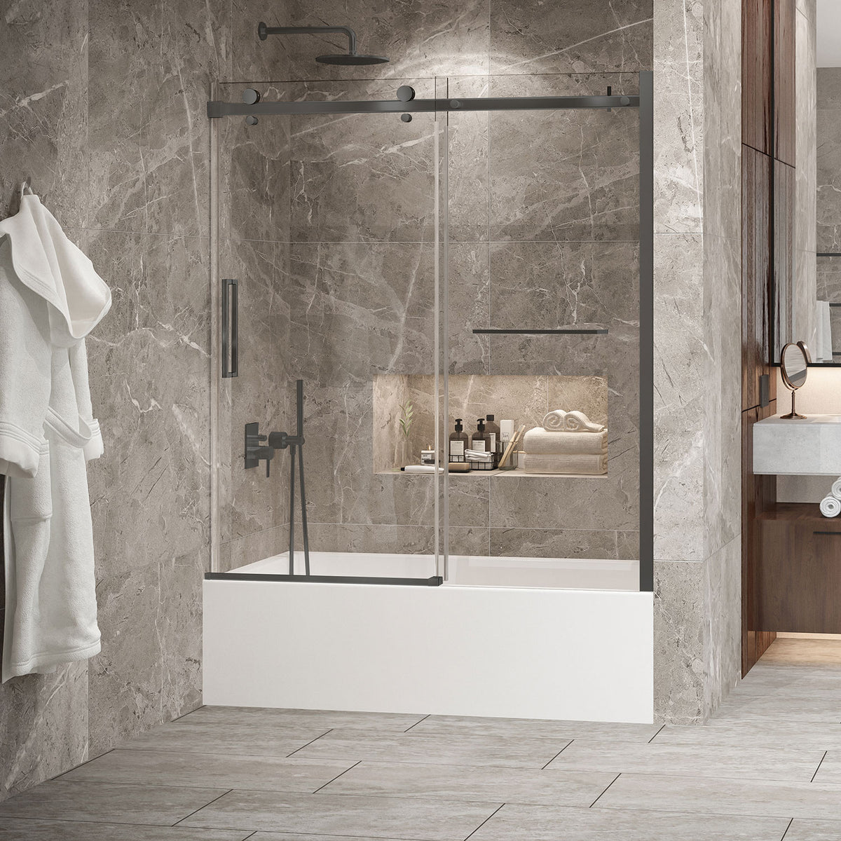 Zitta Bellini 2.0 Bathtub door 60", in alcove, in gunmetal DB26000BSTC31