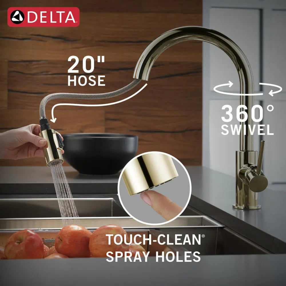 DELTA Trinsic-Pulldown Kitchen Faucet Polished Nickel 9159-PN-DST - Plumbing Market