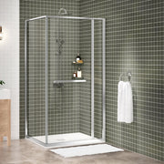 Zitta Flex 2.0 Shower door 42" x 36", in a corner, offset door on the left, in chrome DF24236NREL21
