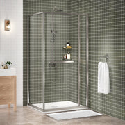 Zitta Flex 2.0 Shower door 42" x 36", in a corner, offset door on the left, in brushed nickel DF24236NREL41