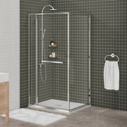 Zitta Flex 2.0 Shower door 42" x 36", in a corner, offset door on the right, in chrome DF24236NRER21