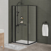 Zitta Flex 2.0 Shower door 42" x 36", in a corner, offset door on the right, in matte black DF24236NRER71