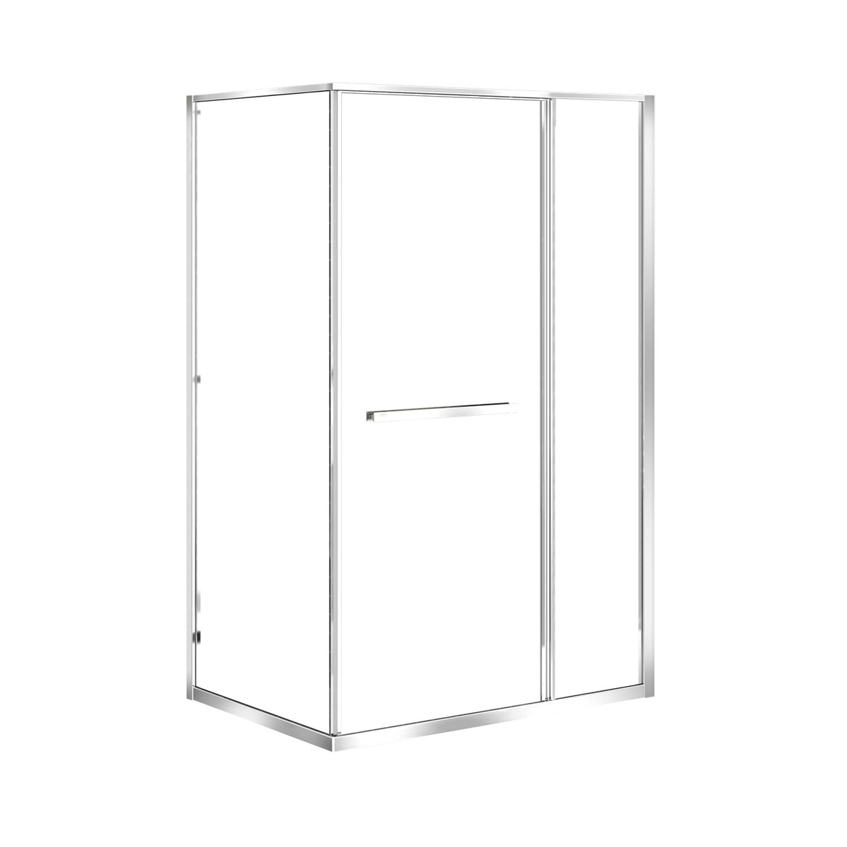 Zitta Flex 2.0 Shower door 48" x 36", in a corner, offset door on the left, in chrome DF24836NREL21