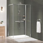 Zitta Flex 2.0 Shower door 48" x 36", in a corner, offset door on the left, in chrome DF24836NREL21